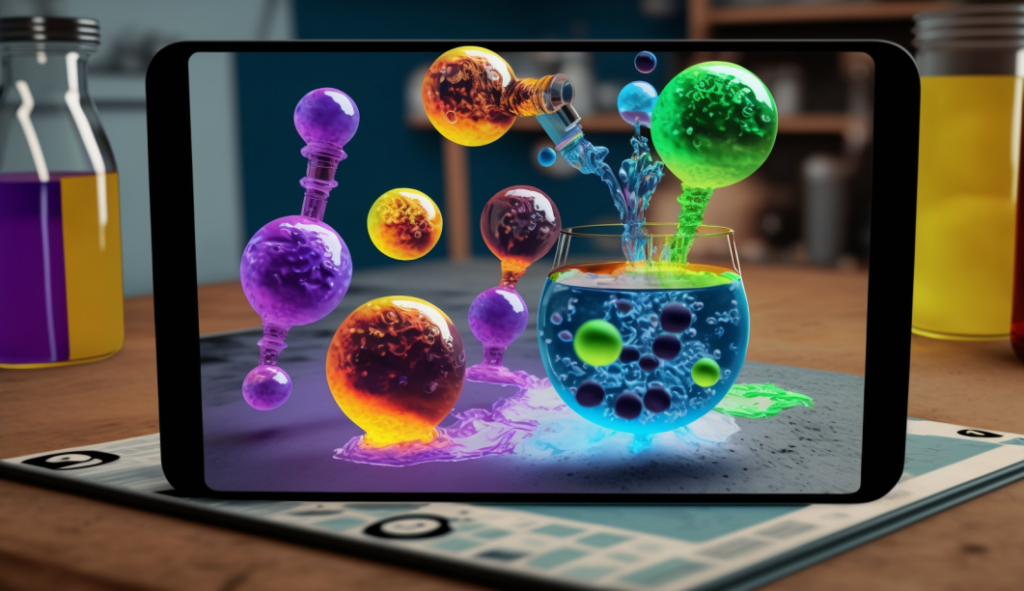 An AR lab experiment showcased in an augmented reality in education setting.